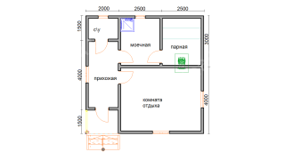 Баня из профбруса 7×7 (Б90), 49 м²