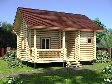 Баня из бревна 5.5×7 (ББ-54), 38.5 м²