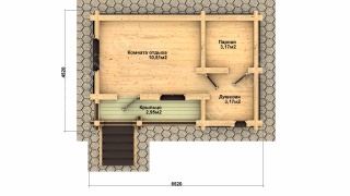 Баня из оцилиндрованного бревна 4.5×6 м (ББ-46), 27 м²