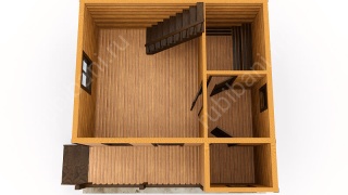 Баня из бруса 6×6 с мансардой и террасой (Б-30), 36 м²