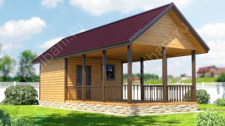 Баня из бруса 4×10 с террасой (Б-38), 40 м²
