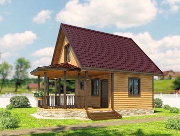 Баня из бруса 6×8 с террасой (Б-67), 68 м²