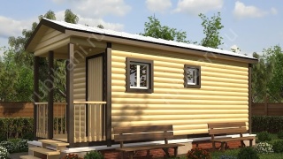 Мобильная баня 2.3×7 с крыльцом, 16.1 м²