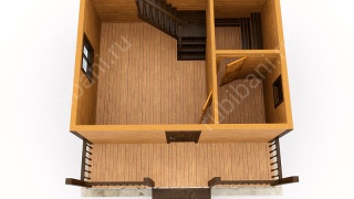 Баня из бруса 6×4 с террасой и балконом (Б-3), 24 м²