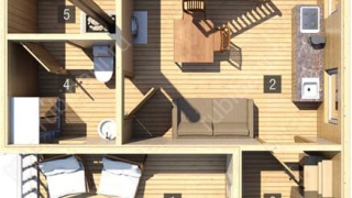 Дом-баня 6×6 с террасой, 36 м²