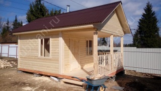 Баня из бруса 6×4 с террасой (Б-5), 24 м²