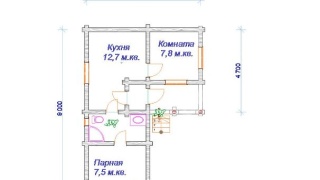 Баня из оцилиндрованного бревна 6.5×9 (ББ-50), 46 м²