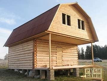 Дом-баня 6×6 с террасой, 36 м²