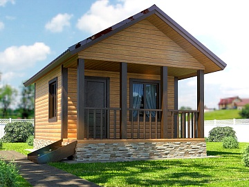 Баня из бруса 6×4 с террасой (Б-5), 24 м²